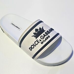 Dolce & Gabbana White Slide Sandals